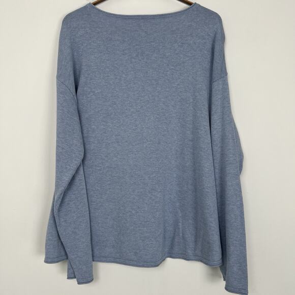 Habitat Sweater Women's Large 100% Cotton Minimalist Artsy Pocket Lagenlook Blue - Picture 9 of 9